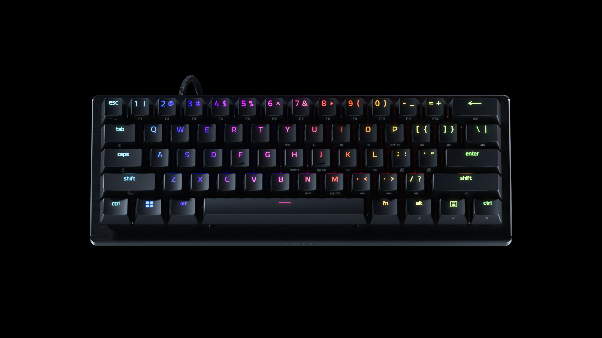 The Razer Huntsman V3 Pro Mini 8KHz, a black 60% gaming keyboard with doubleshot PBT keycaps.
